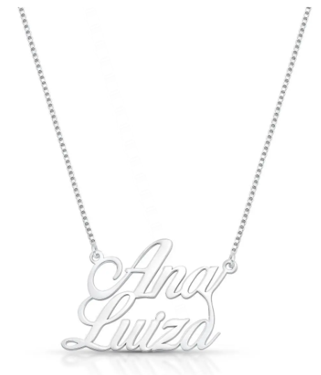 COLAR PRATA 925 PERSONALIZADA NOME COM ATÉ 16 LETRAS 45 CM