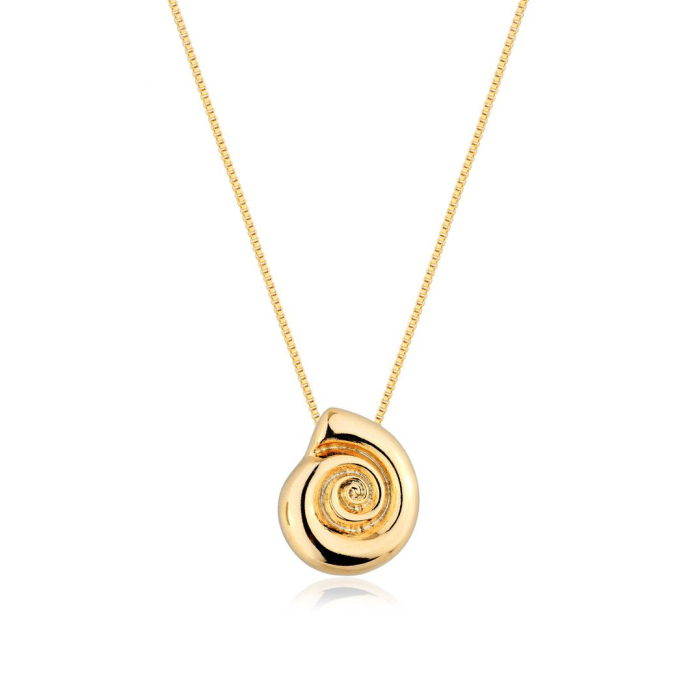 Colar Caracol Espiral Redondo Dourado