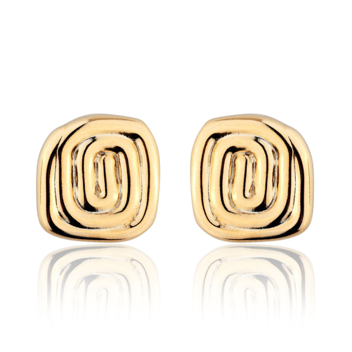 Brinco Ester Quadrado Espiral Dourado