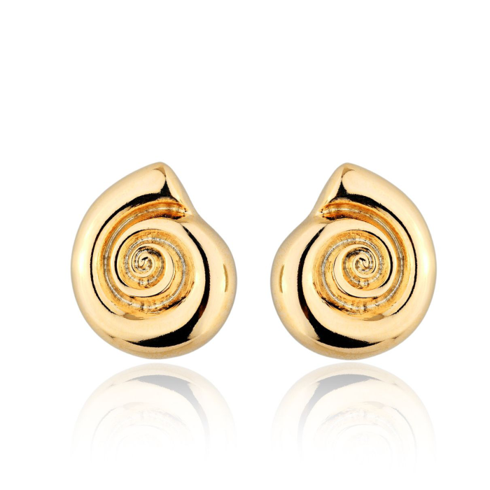Brinco Caracol Espiral Redondo Dourado