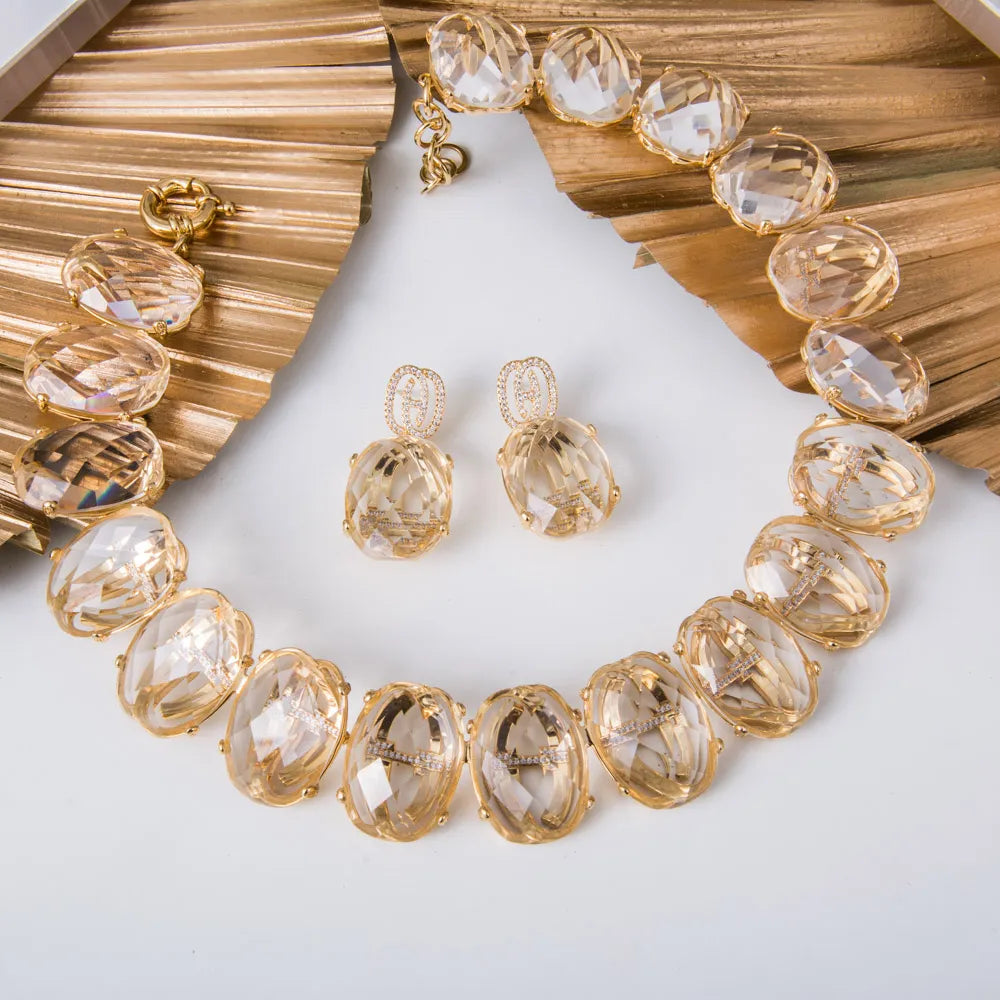 Colar Cristal Dourado