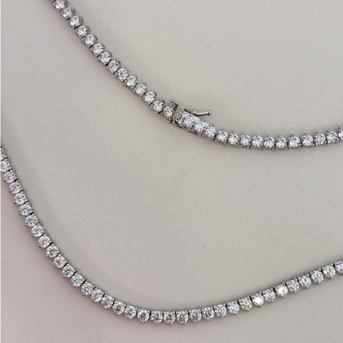 COLAR RIVIERA RÓDIO COM ZIRCÔNIA 3MM TRANSPARENTE 45 CM