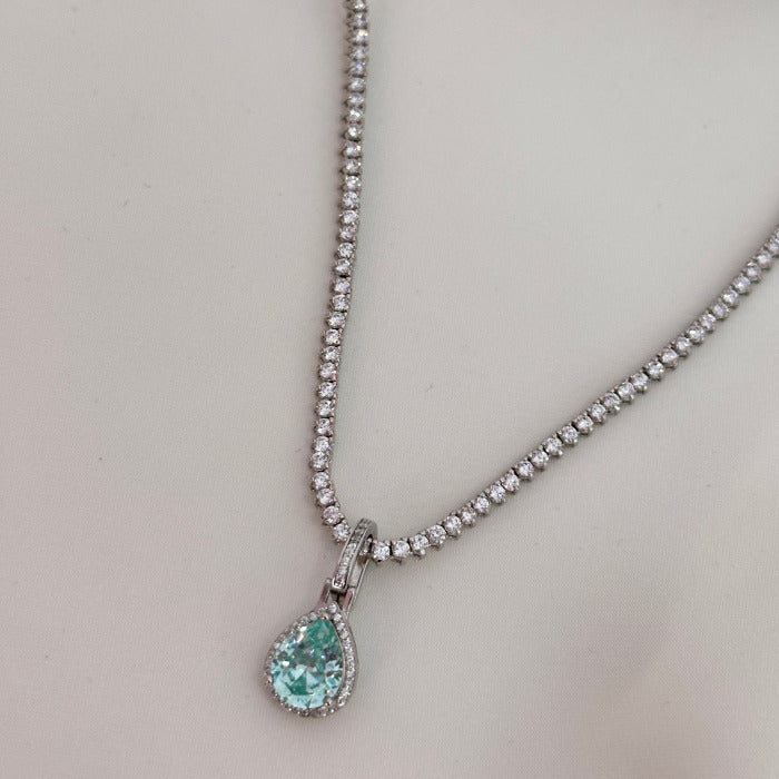 COLAR RIVIERA RÓDIO COM ZIRCÔNIA 2MM TRANSPARENTE 45 CM
