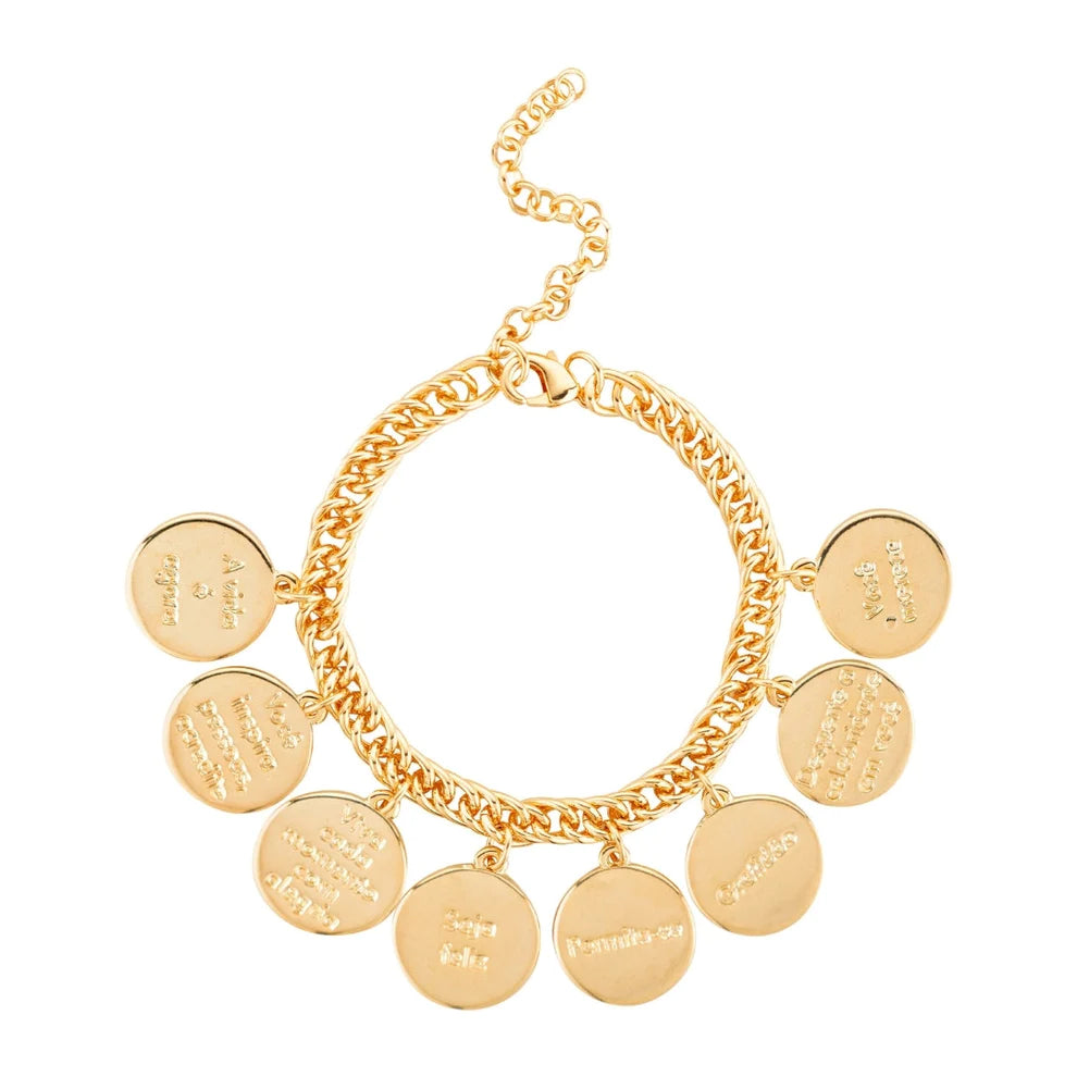 Pulseira medalhas dourado