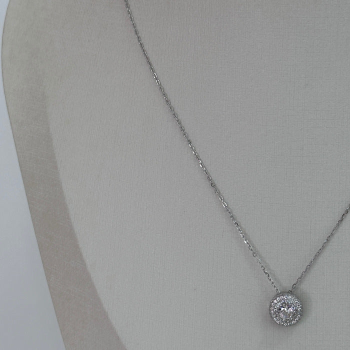CONJUNTO COLAR E BRINCO PONTO DE LUZ CRAVEJADO PRATA 925 C/ ZIRCONIA