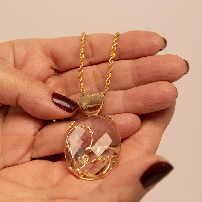 COLAR GESTAÇÃO DOURADO EM CRISTAL 60 CM