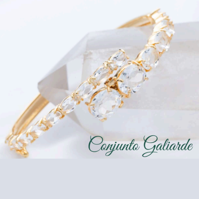 Bracelete Galiarde Dourado com Cristal de rocha