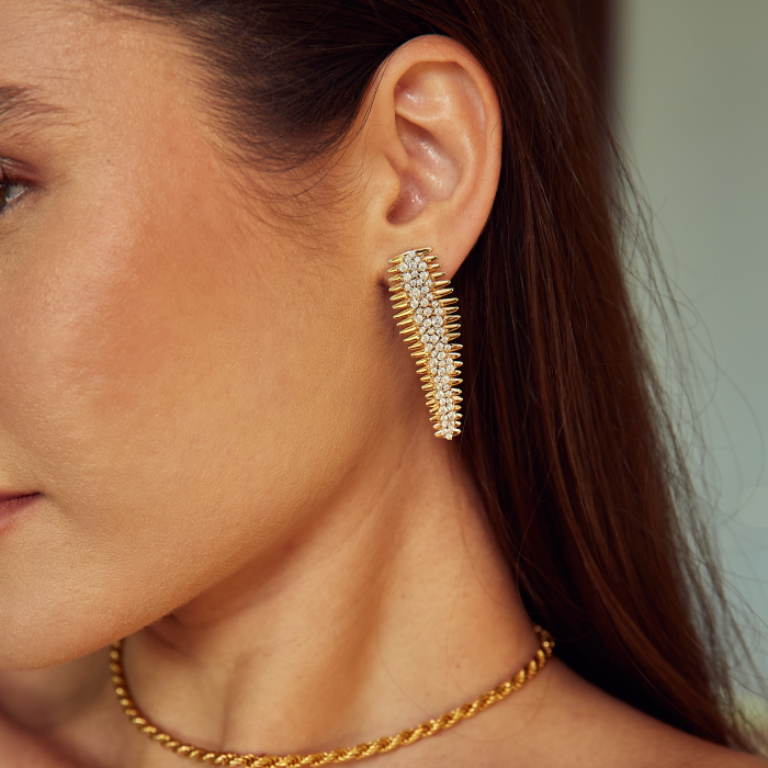 Brinco Flor de Lótus com Pérola Banhado a Ouro 18K