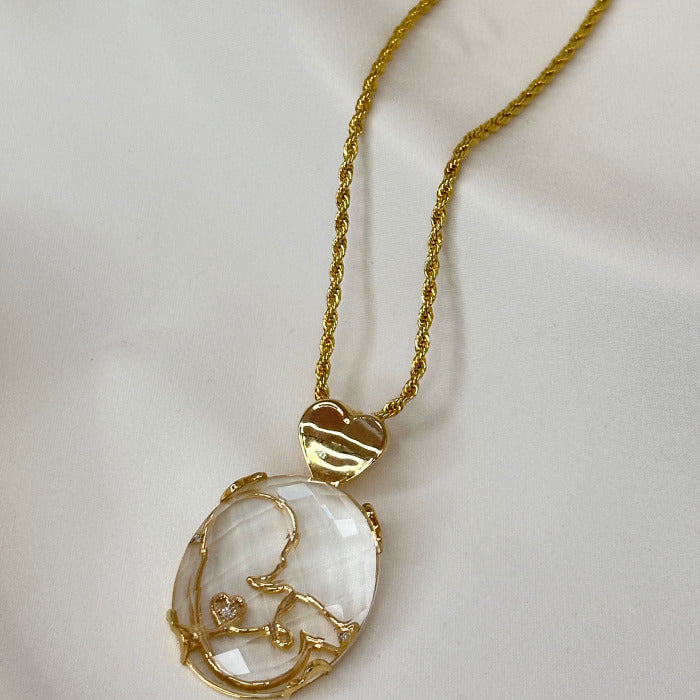 COLAR GESTAÇÃO DOURADO EM CRISTAL 60 CM