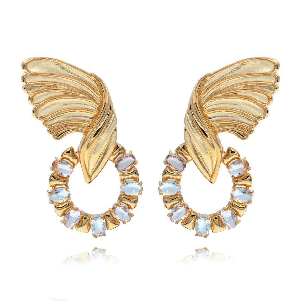 Brinco Dourado Cristal