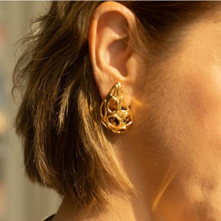 Conjunto África: Colar, Bracelete e Brincos Banhados a Ouro 18K