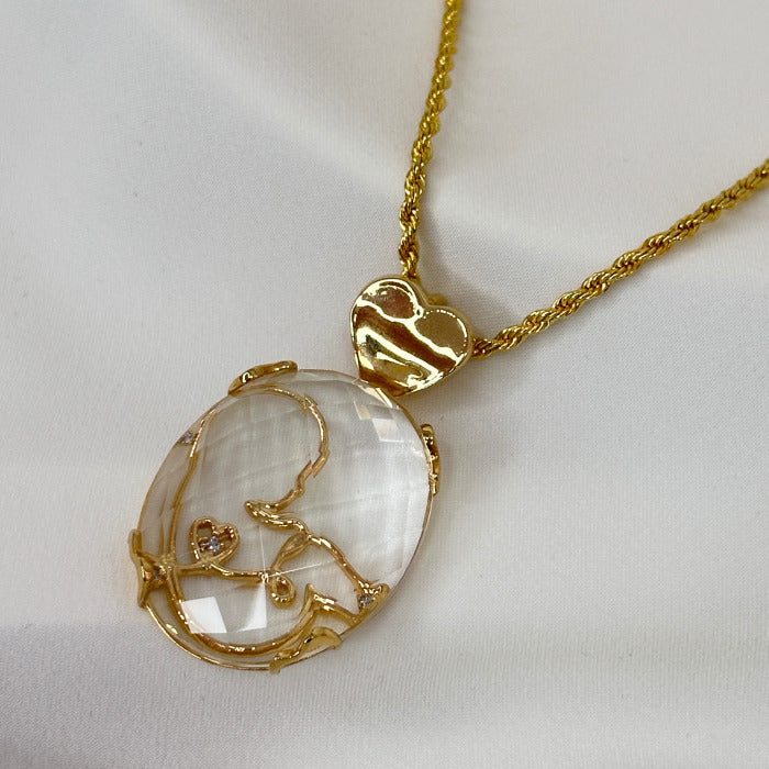 COLAR GESTAÇÃO DOURADO EM CRISTAL 60 CM