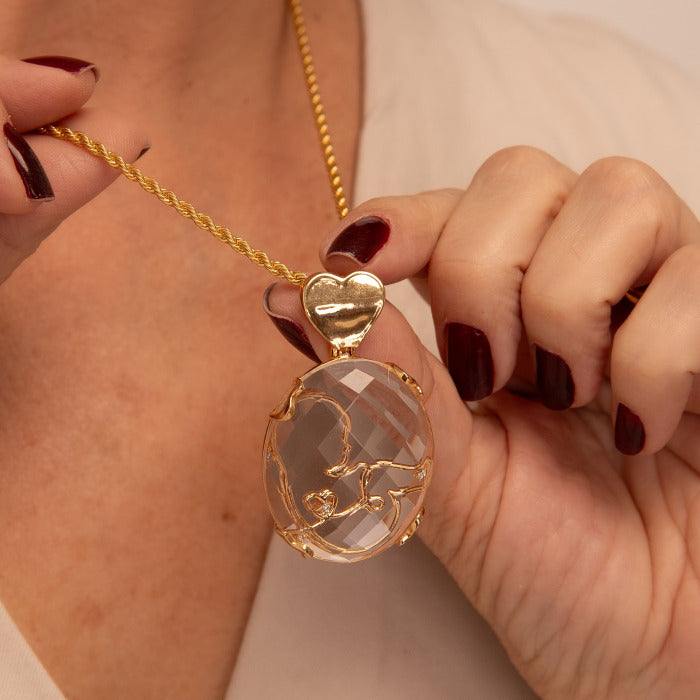 COLAR GESTAÇÃO DOURADO EM CRISTAL 60 CM