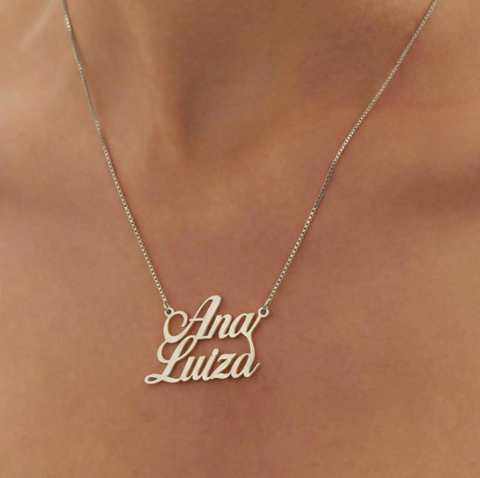 COLAR PRATA 925 PERSONALIZADA NOME COM ATÉ 16 LETRAS 45 CM