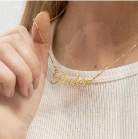 COLAR DOURADO  PERSONALIZADA NOME COM ATÉ 9 LETRAS 45 CM