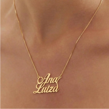 COLAR DOURADO  PERSONALIZADA NOME COM ATÉ 9 LETRAS 45 CM