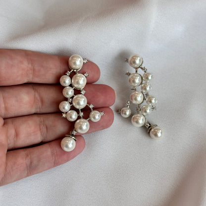 Brinco Earhook pérolas rodio