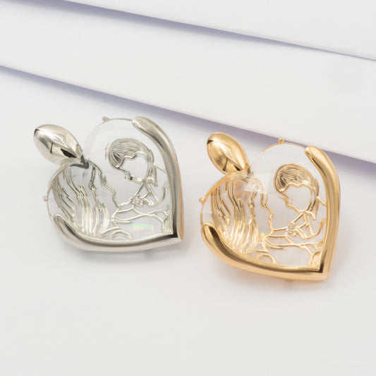 Pingente Coração Cristal Dourado Amor que vem de Dentro