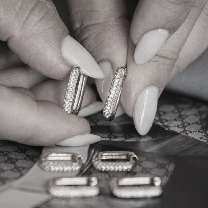 Brinco Triplo Cravejado Ródio