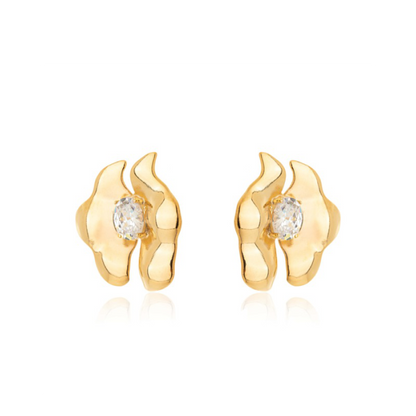 Brinco Flor Luz Dourado