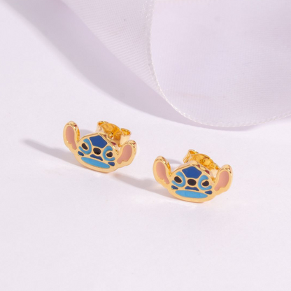 Brinco Infantil Stitch Azul Dourado