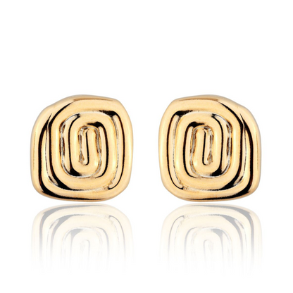 Brinco Ester Quadrado Espiral Dourado