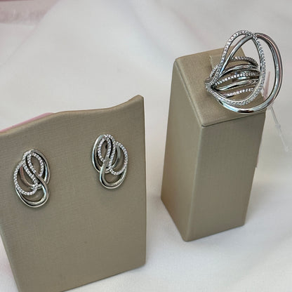 Anel design moderno em rodio com zircônias Katrina