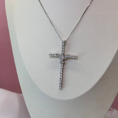 Colar crucifixo cravejada ródio