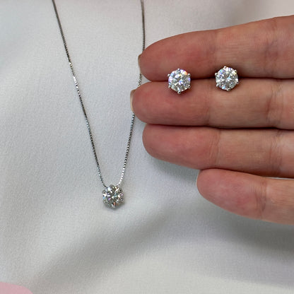 Brinco ródio ponto de luz, pedras Moissanite