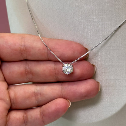 Colar prata 925, com pingente pedra Moissanite, Linda Luz, ponto de luz