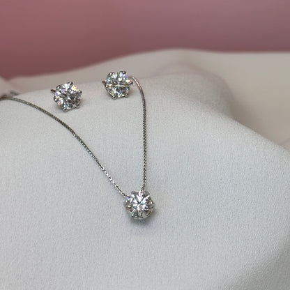 Colar prata 925, com pingente pedra Moissanite, Linda Luz, ponto de luz