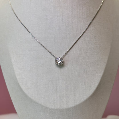 Colar prata 925, com pingente pedra Moissanite, Linda Luz, ponto de luz