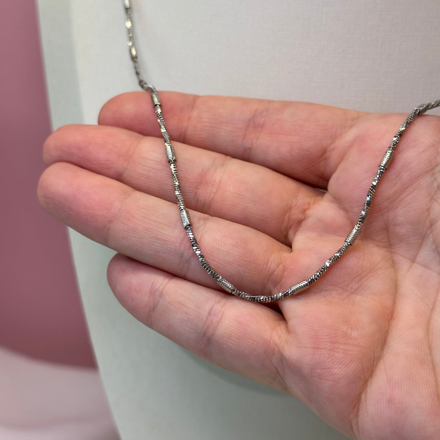 Corrente Rodio Filetes 55cm com alongador