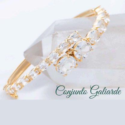 Bracelete Galiarde Dourado com Cristal de rocha