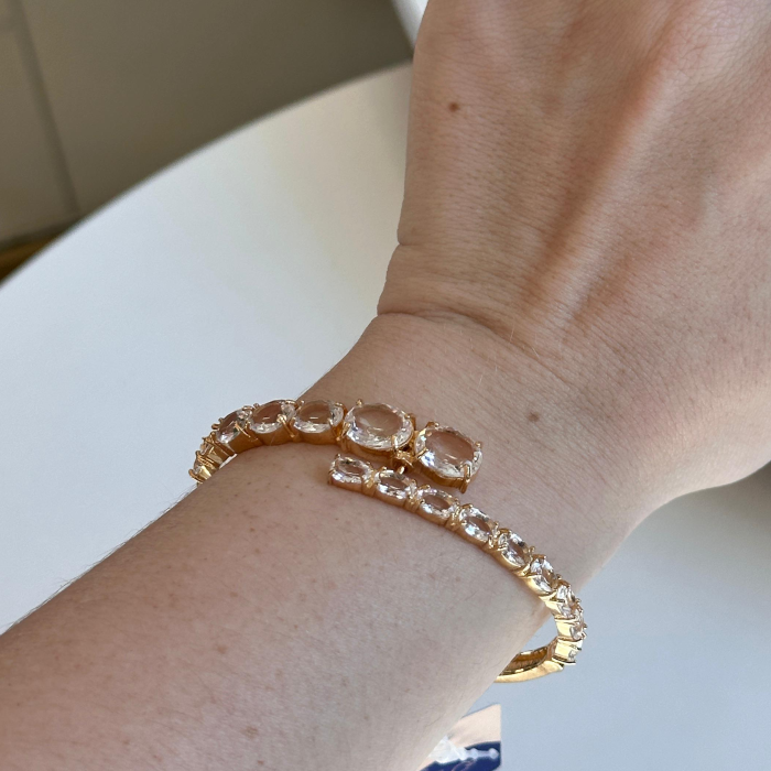 Bracelete Galiarde Dourado com Cristal de rocha