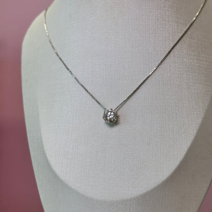 Colar prata 925, com pingente pedra Moissanite, Linda Luz, ponto de luz