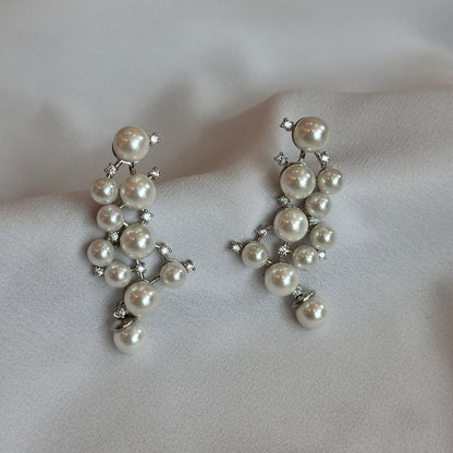 Brinco Earhook pérolas rodio