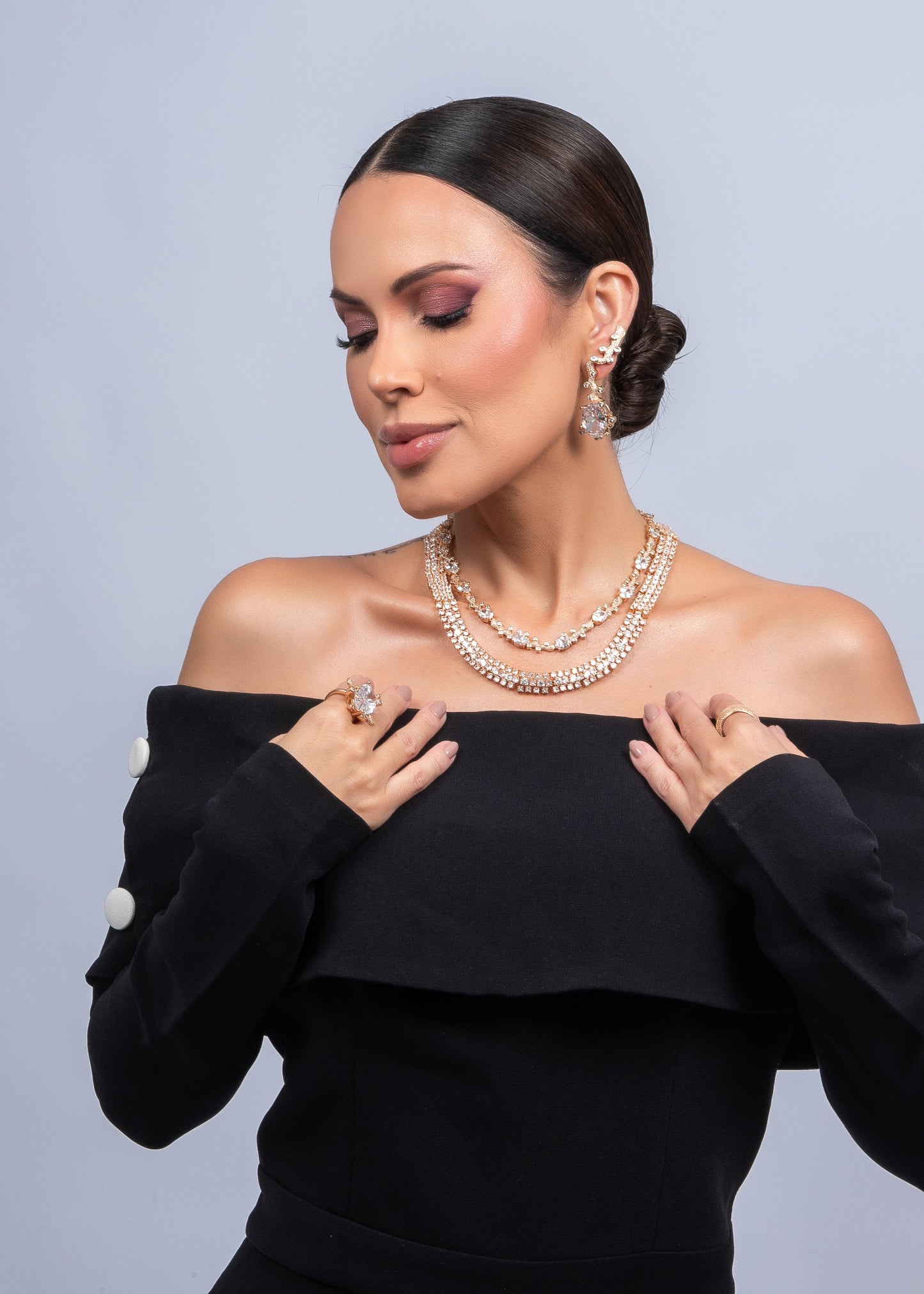 Conjunto Imperio do Amor – Conjunto Dourado Zircônia Ovais & Esferas Cravejadas