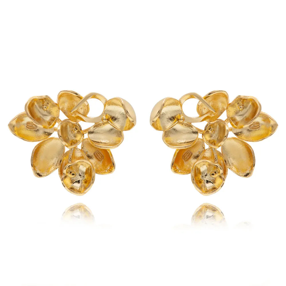 Brinco Florais Lily Petit Banhado a Ouro 18K