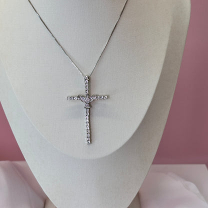 Colar crucifixo cravejada ródio
