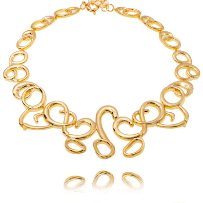 Colar e Brinco Enrrole Feminino Dourado