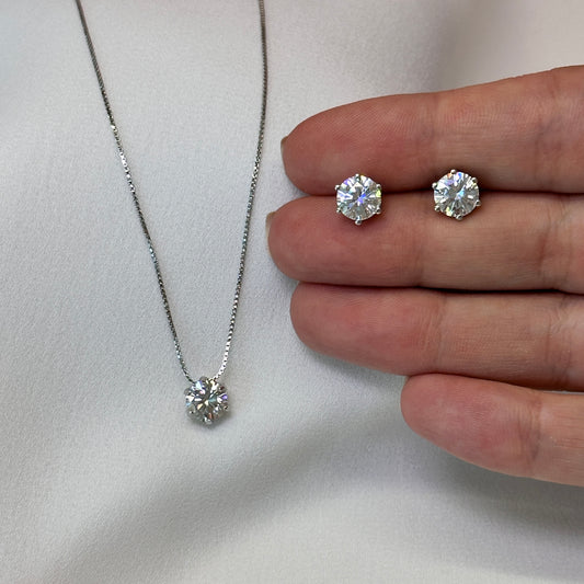 Brinco ródio ponto de luz, pedras Moissanite