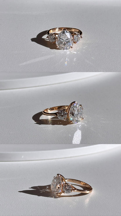 Anel de Solitário Princesa em Ouro 18K Gota Moissanite