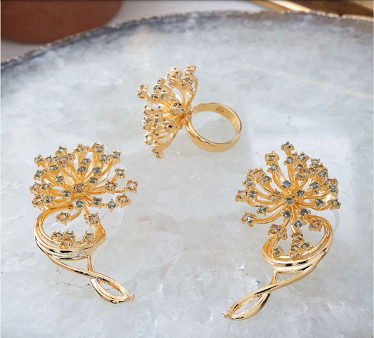 Anel Avestruz Banhado a Ouro 18K