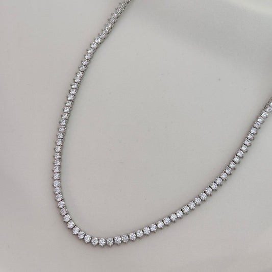 COLAR RIVIERA RÓDIO COM ZIRCÔNIA 3MM TRANSPARENTE 45 CM